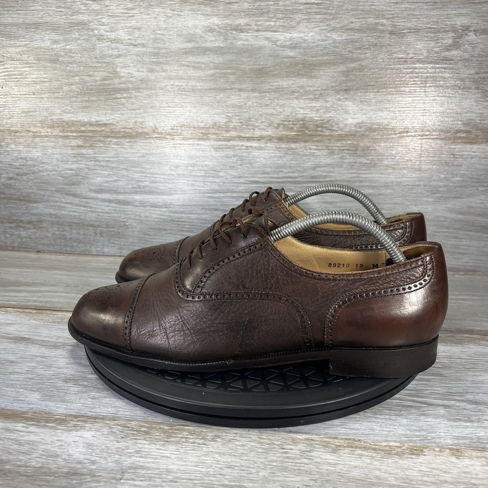 Bruno Magli Mens Charles Brown Calf Deer Leather Oxford Dress Shoes 10 M 89210